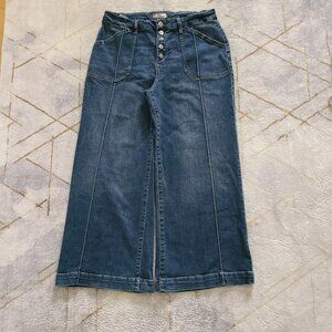 KUT from the Kloth Meg High Rise Wide Leg Cropped Jeans Size 16 Utility Pockets